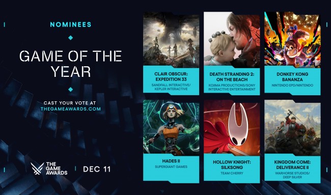 Hier sind alle Nominierten für die The Game Awards 2025