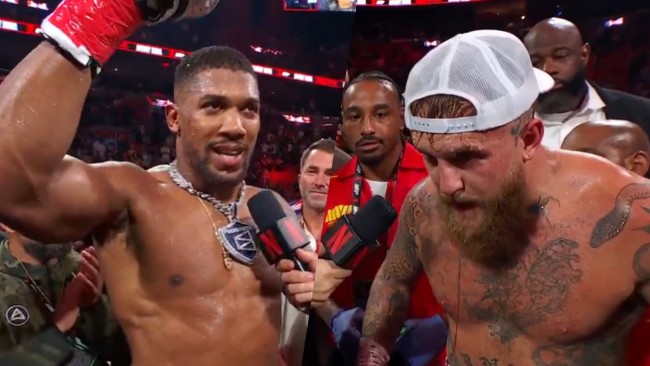 Der Moment, in dem Jake Paul zum ersten Mal in seiner Karriere von Anthony Joshua zu Boden geschlagen wird