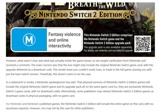 Auf den Spielkassetten der Switch 2 Edition sind alle Inhalte enthalten, kein Download erforderlich