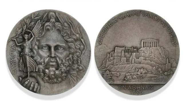 Die authentische Silbermedaille der Olympischen Spiele 1896 wurde in Dänemark für über 150.000 Euro verkauft