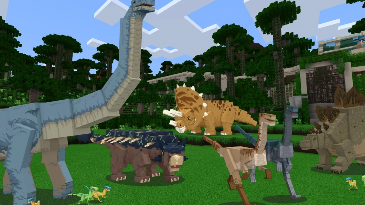 Dinosaurier Aus Jurassic Park Fallen In Minecraft Ein