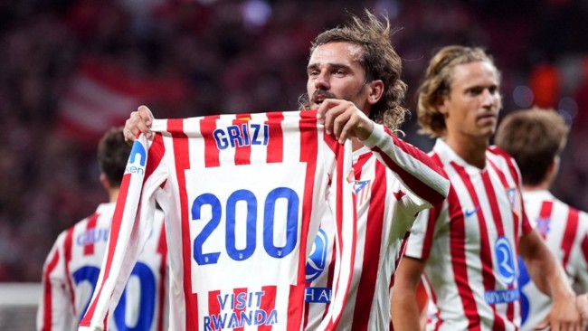 Antoine Griezmann ist der erste Spieler von Atlético de Madrid, der beim 5:1-Sieg gegen Frankfurt 200 Tore erzielt hat